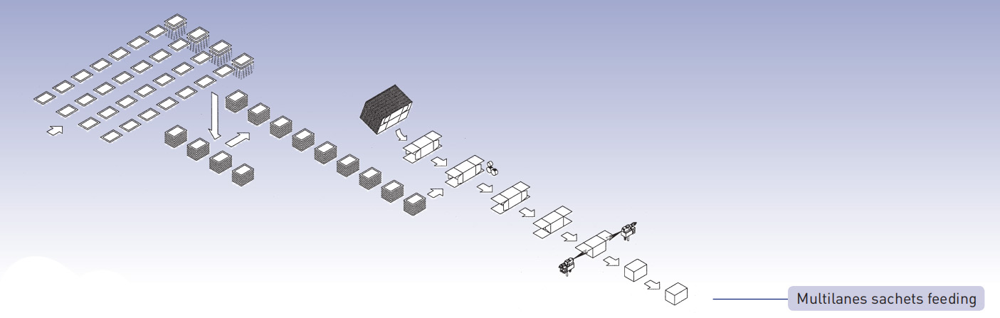 آلة التعبئة والتغليف Multilanes كيس التغذية